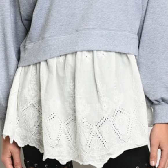 NINETY NINE Long Sleeve Eyelet Trim Tunic Top - Picture 2 of 5